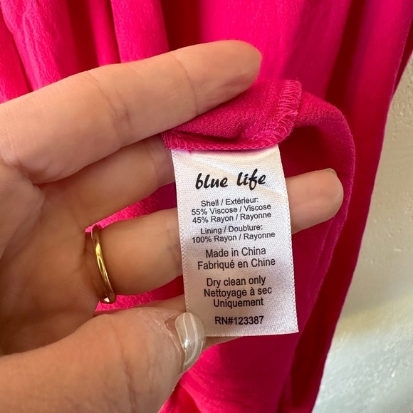 Blue Life Donia Mini Dress Hot Magenta Pink Large Smocked - Picture 6 of 8